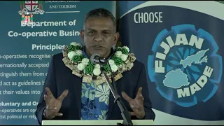 Fijian Minister for Trade delivers statement at the commissioning of the Nabulini Processing Centre