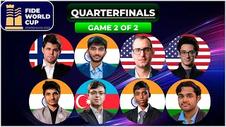 🔴 QuarterFinals | Game 2 | Fide World Cup 2023 | Carlsen, gukesh, caruana, dominguez, pragg, erigais