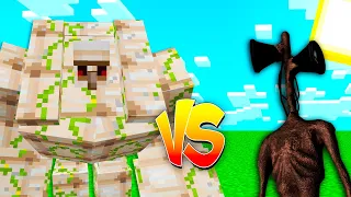 Super Huge Iron Golem vs Siren Head in Minecraft