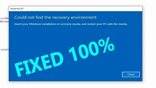 [Solved] Could not find the recovery environment | Insert your windows installation recovery media