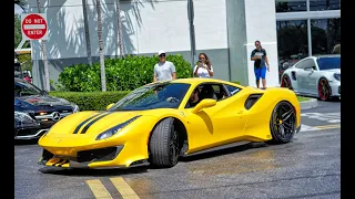 Supercars BLASTING From Lamborghini Miami - Exotics and Espresso - LOUD REVS ACCELERATIONS