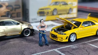 FirstLook PopRace Pandem GR Yaris Gold & Nissan GT-R Nismo 400R Yellow