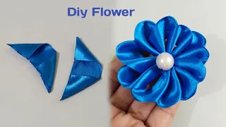 Super Easy Ribbon Flower Making - HandEmbroidery Tricks With Ribbons - Diy Flower - Ribbon Flowers