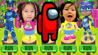 Tag with Ryan's EK Sisters vs PJ Masks Catboy vs Among Us Rush - Run Gameplay