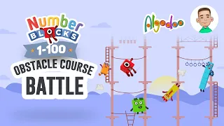 Numberblocks 1 to 100 Obstacle Course Battle in Algodoo