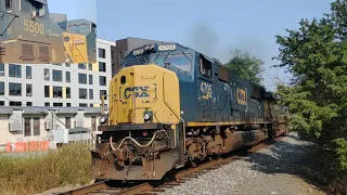 CSX G630 with a flared SD70MAC leading the Spirit of Cincinnati trailing in Charlottesville Virginia