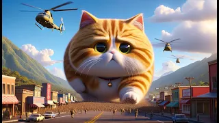 😱GIANT CAT DESTROYS TOWN！！！😱#funny #cat #cute #funnyvideo #puppy