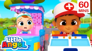 Ice Cream Truck vs Ambulance RACE TO THE FINISH! | 1 HOUR | Moonbug Kids - Fun Stories and Colors