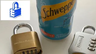 (28) Lock Picking for Beginners - Open Master 4 digit combination lock with tin Schweppes drinks can