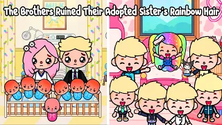 The Brothers Ruined Their Adopted Sister's Rainbow Hair | Sad Story | Toca Life Story | Toca Boca