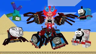 Monster School : CHOO CHOO ROBOT CAT JUAN ROBOT HOUSE & THOMAS GIRL ROBOT - Minecraft Animation