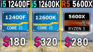 i5 12400F vs Ryzen 5 5600X vs i5 12600K | RTX 3080 - 7 Games Test | Tech MK