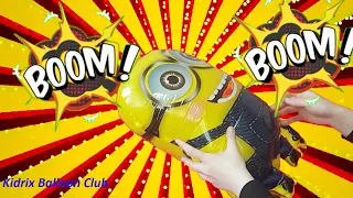 MINION MYLAR BALLOON INFLATE AND POP!