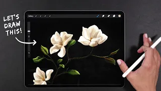 Draw With Me - Beautiful Realistic Flower | My Procreate Digital Art Technique