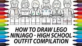 How to draw Lego Ninjago Movie minifigures - High School Outfit compilation