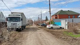 Магнитогорск, улица Лермонтова, частный сектор посёлка Дзержинского (13.04.2024)