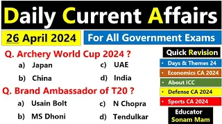 26 April 2024 Current Affairs | Today Current Affairs 2024 | Current Affairs Today | Indopathshala