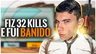 FIZ 32 KILLS E FUI BANIDO 🤔 1 MAN SQUAD | PUBG