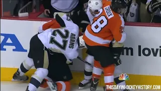 Flyers Penguins Game 3 Playoff Fights  April 15, 2012
