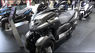 The new 2022 YAMAHA TRICITY 300cc scooter tunned with AKRAPOVIC at EICMA 2021