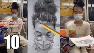 Drawing strangers on the NYC subway (SURPRISED REACTIONS!)