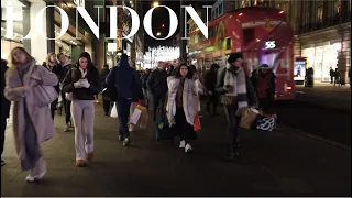 London Christmas Night Walk | London Christmas Lights | Central London Walk [4K HDR]