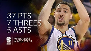 Klay Thompson 37 pts 7 threes 5 asts vs Blazers 2016 PO G1