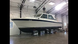 1973 Uniflite 34 sport sedan.   PickPocket #2 old boat restoration