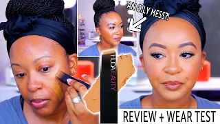 HUDA BEAUTY #FAUXFILTER FOUNDATION STICK TESTED ON OILY SKIN | REVIEW + WEAR TEST ♡ Fayy Lenee