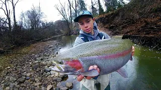 CLEAR CREEK Fishing for GIANT TROUT!--Fall Fishing