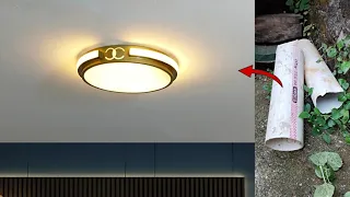 How to Make a Modern Style LED Ceiling Lamp from PVC | DIY Ceiling Light