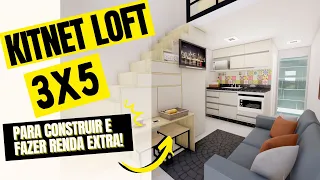 PROJETO DE KITNET LOFT  3X5, kitnet para alugar - loft apartment - viver de kitnet
