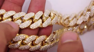 500 Grams Miami Cuban Link Chain Necklace With Prong Diamonds 45 Carats