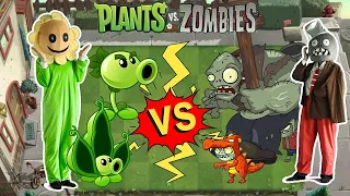 Plants vs zombies - upgraded super pea pod, fighting against the iron bucket zombie team