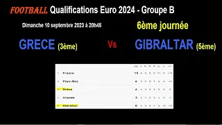 GRECE - GIBRALTAR : qualifications Euro 2024 Groupe B - Football - 6ème journée - 10/09/2023