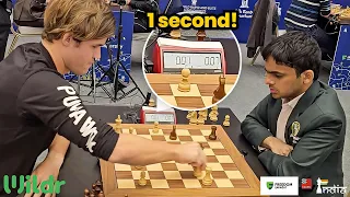 Nihal Sarin brings Magnus Carlsen down to 1 second on the clock | World Blitz 2023