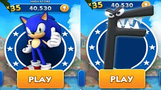 Sonic Dash vs Alphabet Lore F Run - Movie Sonic vs All Bosses Zazz Eggman All Characters Unlocked