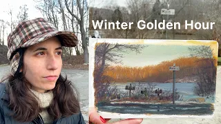 PAGE 1 Paint Journal — Gouache Plein Air Winter Golden Hour