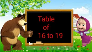 16 to 19 tables for kids learn multiplication table of 16 to 19 R M kids cartoon