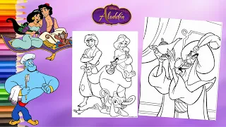 Coloring Disney Aladdin Princess Jasmine Abu Genie & Jafar - Aladdin Coloring Book