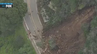 Mudslide in Malibu, impacting local road