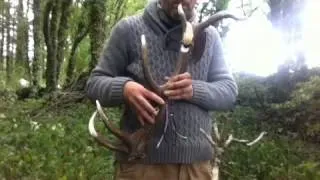 Deer Antler flute with killer whale tooth