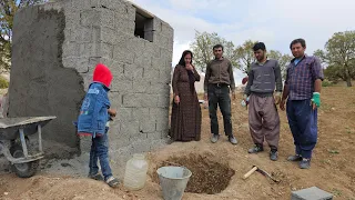 Cementing the wall of the toilet and digging the well hole by Master Narges