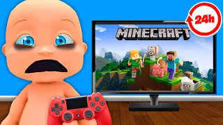 Baby Plays MINECRAFT for 24 HOURS!