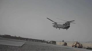 RAF Chinooks landing Lashkargah, Afghanistan. 2012