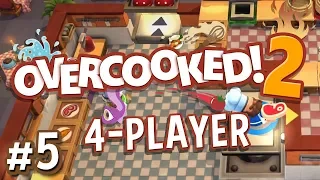 Overcooked 2 - #5 - ELEVATORS IN A KITCHEN?! (4 Player Gameplay)