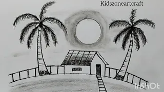 Easy Village scenery with pencil Sketch || Easy Landscape scenery drawing for kids