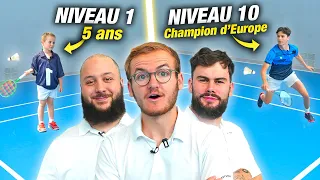 Affronter des joueurs de badminton du niveau 1 à 10 : qui les battra tous ?