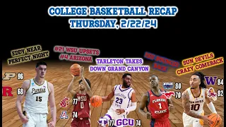 College Basketball Recap 2/22/24: #21 Washington State Upsets #4 Arizona, Purdue & FAU Bounce Back