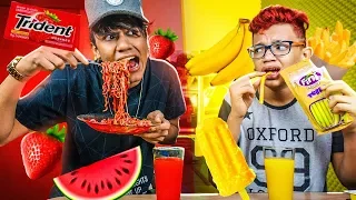 24 HORAS só COMENDO COMIDA AMARELA vs VERMELHA